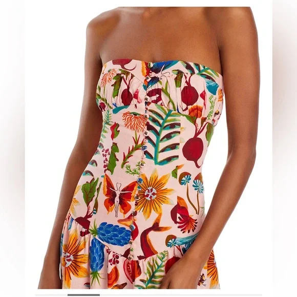 FARM Rio Bright Farm Beige Strapless Dress - Picture 2 of 8